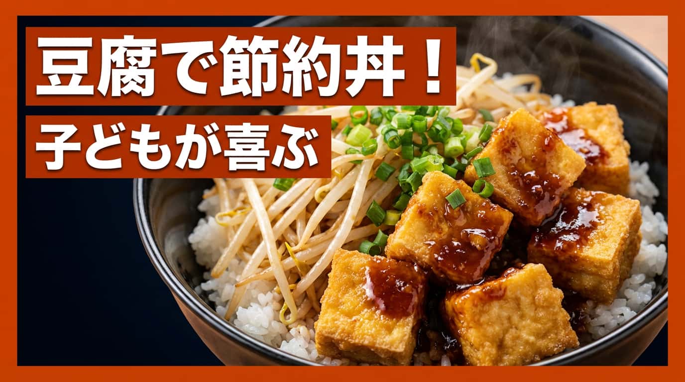 豆腐ともやしの焼肉のタレ丼