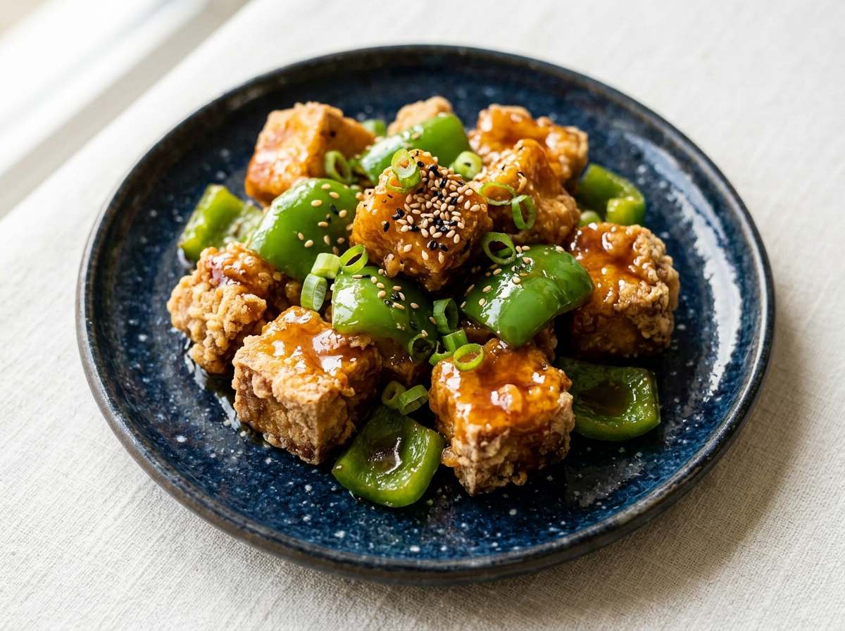 豆腐とピーマンの甘酢から揚げ