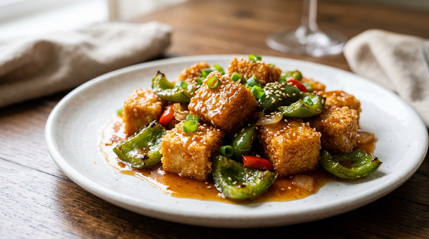 豆腐とピーマンの甘酢から揚げ