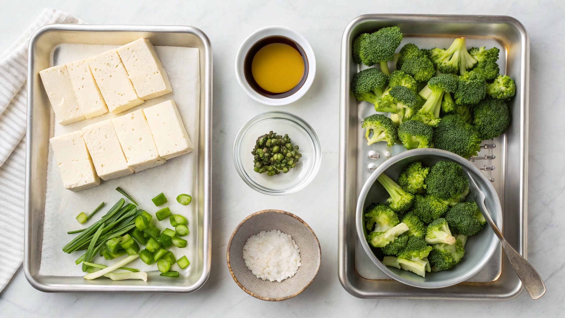 豆腐とブロッコリーの白だしレンジ蒸し（材料）