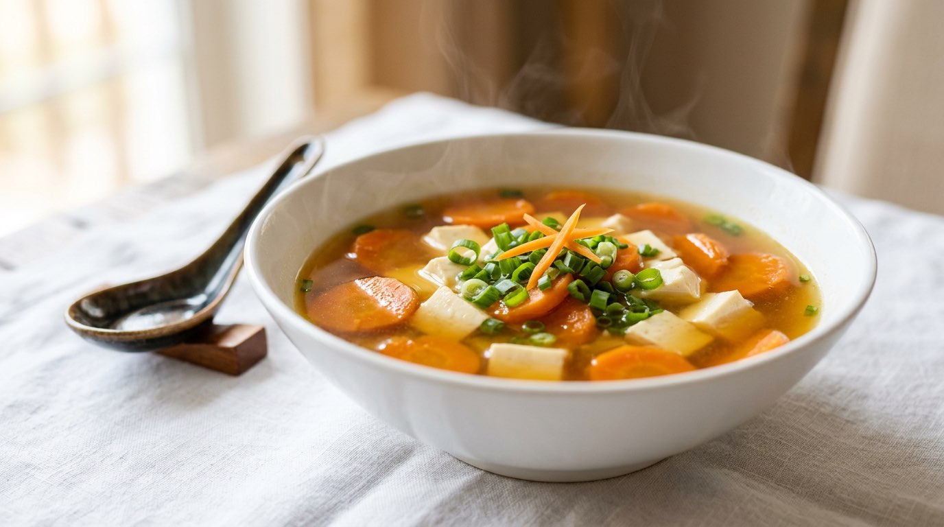 にんじんめんつゆ豆腐スープ（作り置き）（完成イメージ）