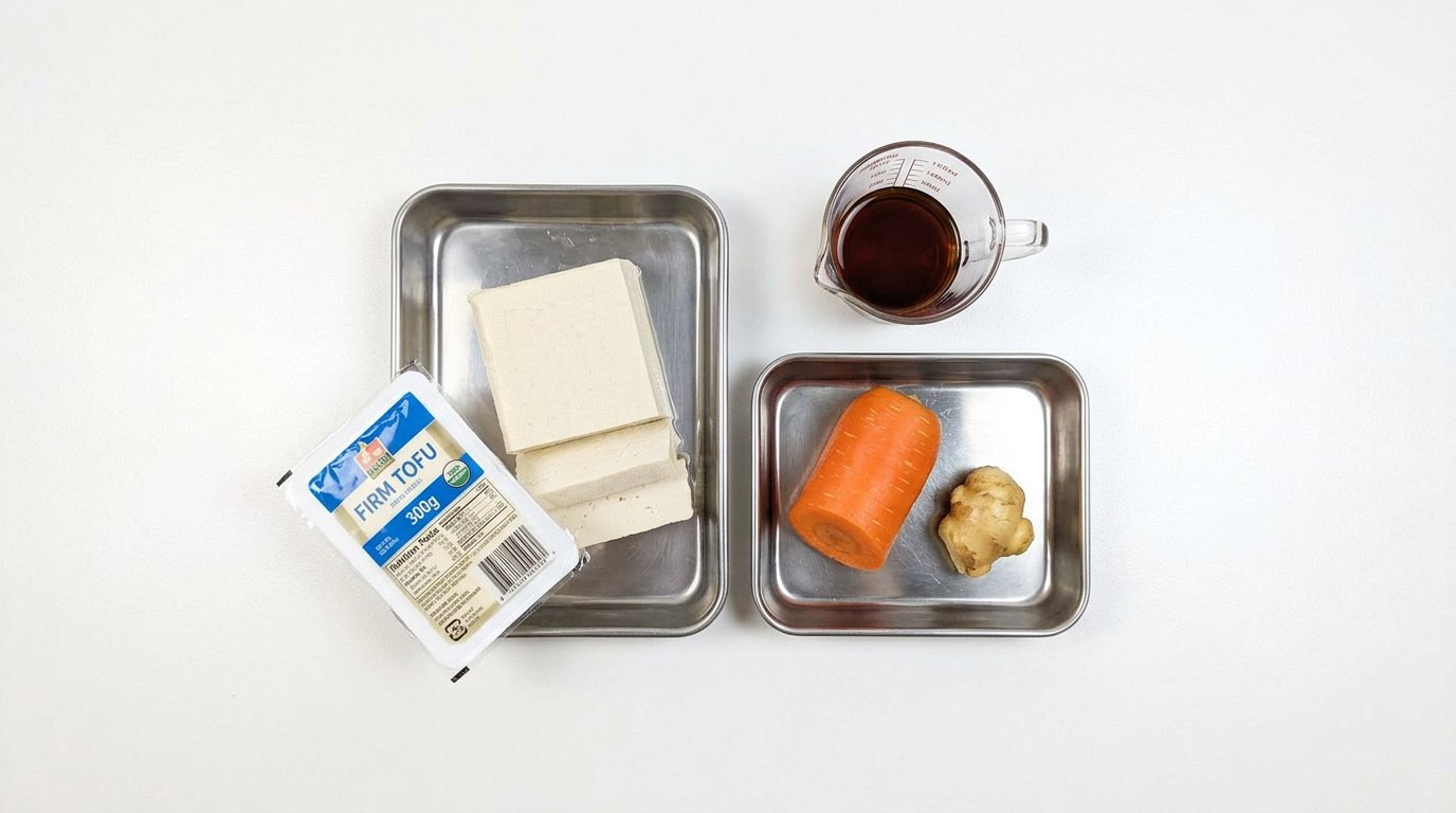 にんじんめんつゆ豆腐スープ（作り置き）（材料）