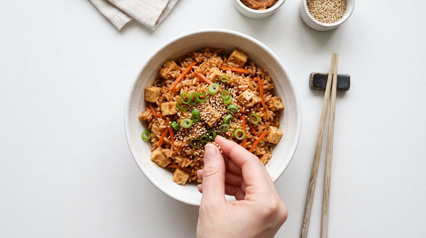 豆腐とにんじんのピリ辛味噌炊き込みご飯（完成イメージ）