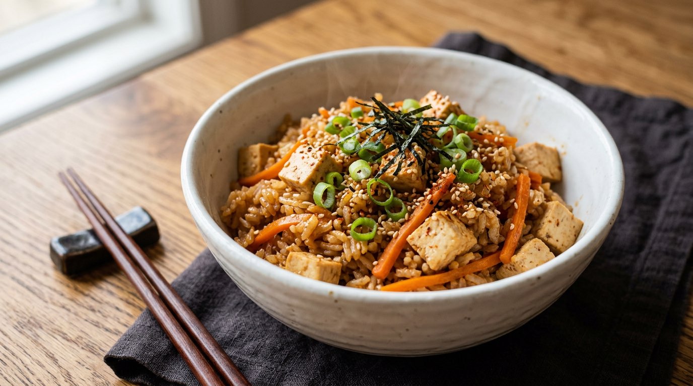豆腐とにんじんのピリ辛味噌炊き込みご飯（完成イメージ）
