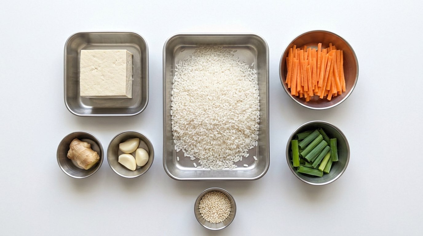 豆腐とにんじんのピリ辛味噌炊き込みご飯（材料）