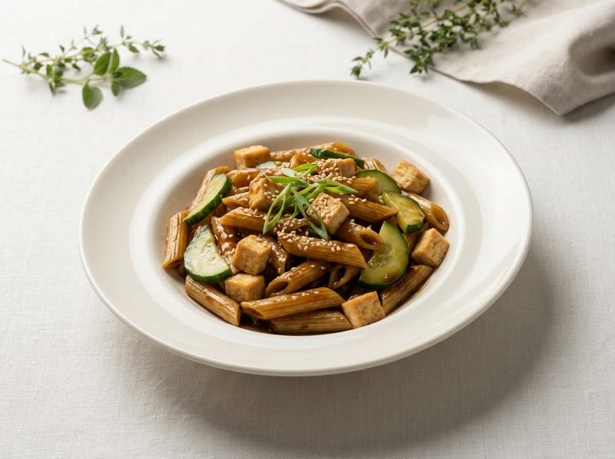 豆腐ときゅうりのピリ辛オイスターソースパスタ