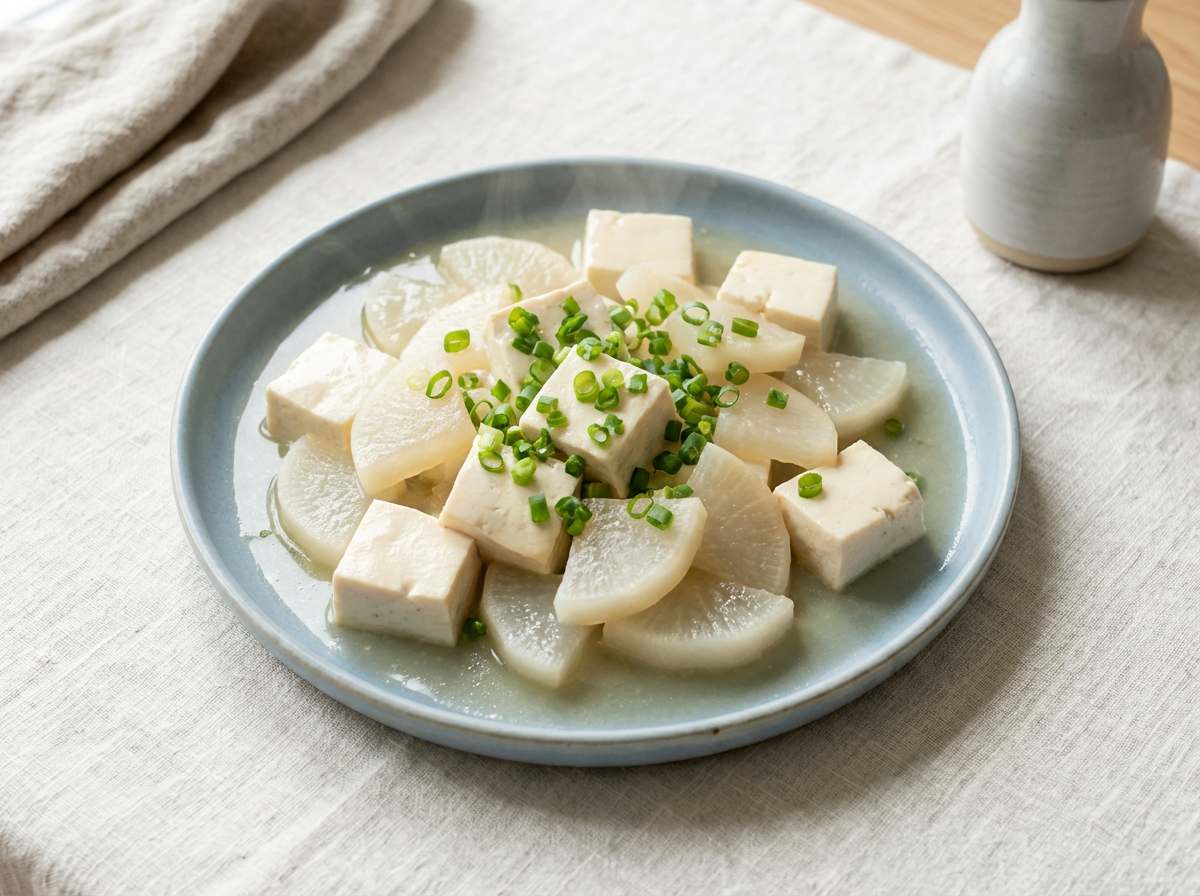 豆腐と大根の鶏ガラ香る高タンパク炒め