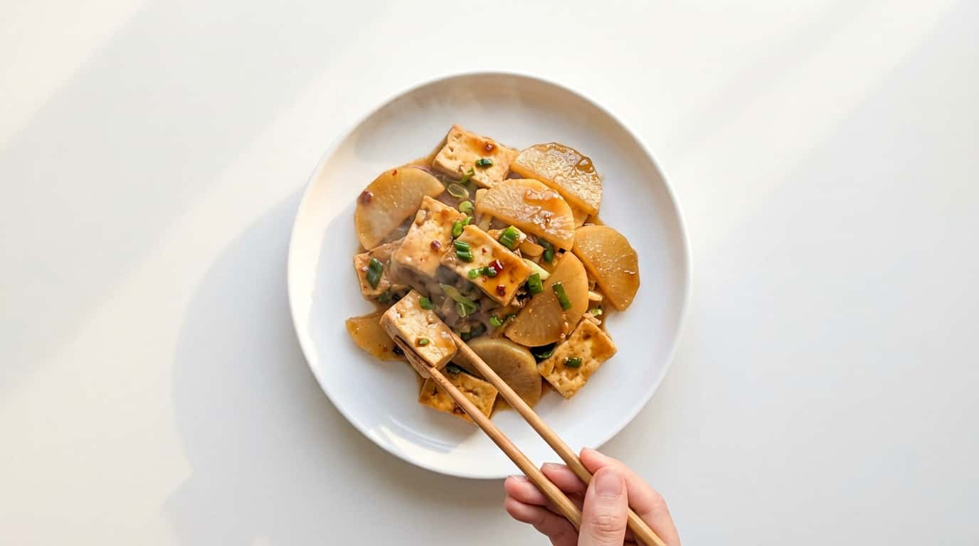 豆腐と大根の鶏ガラ香る高タンパク炒め（完成イメージ）