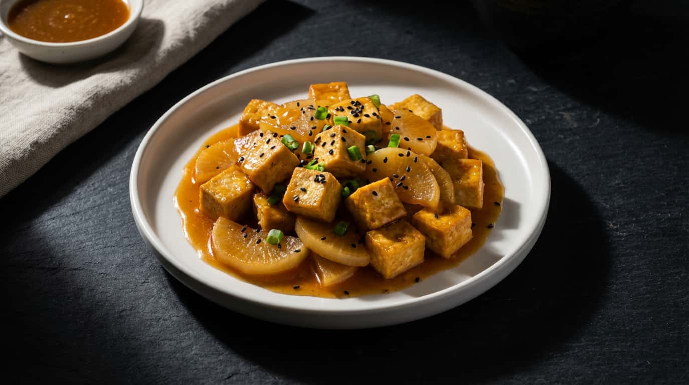 豆腐と大根の鶏ガラ香る高タンパク炒め（完成イメージ）