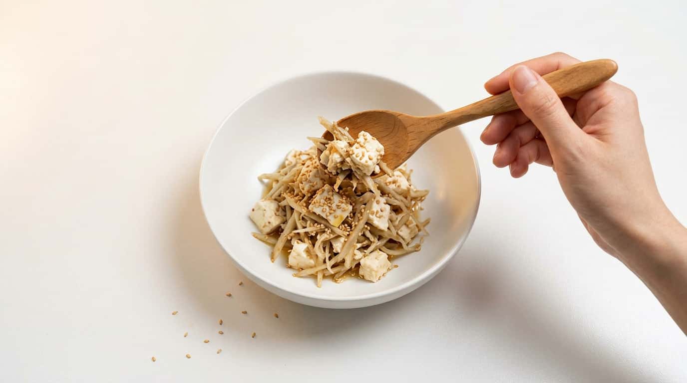 豆腐とごぼうのごま油和え（レンジで）（完成イメージ）