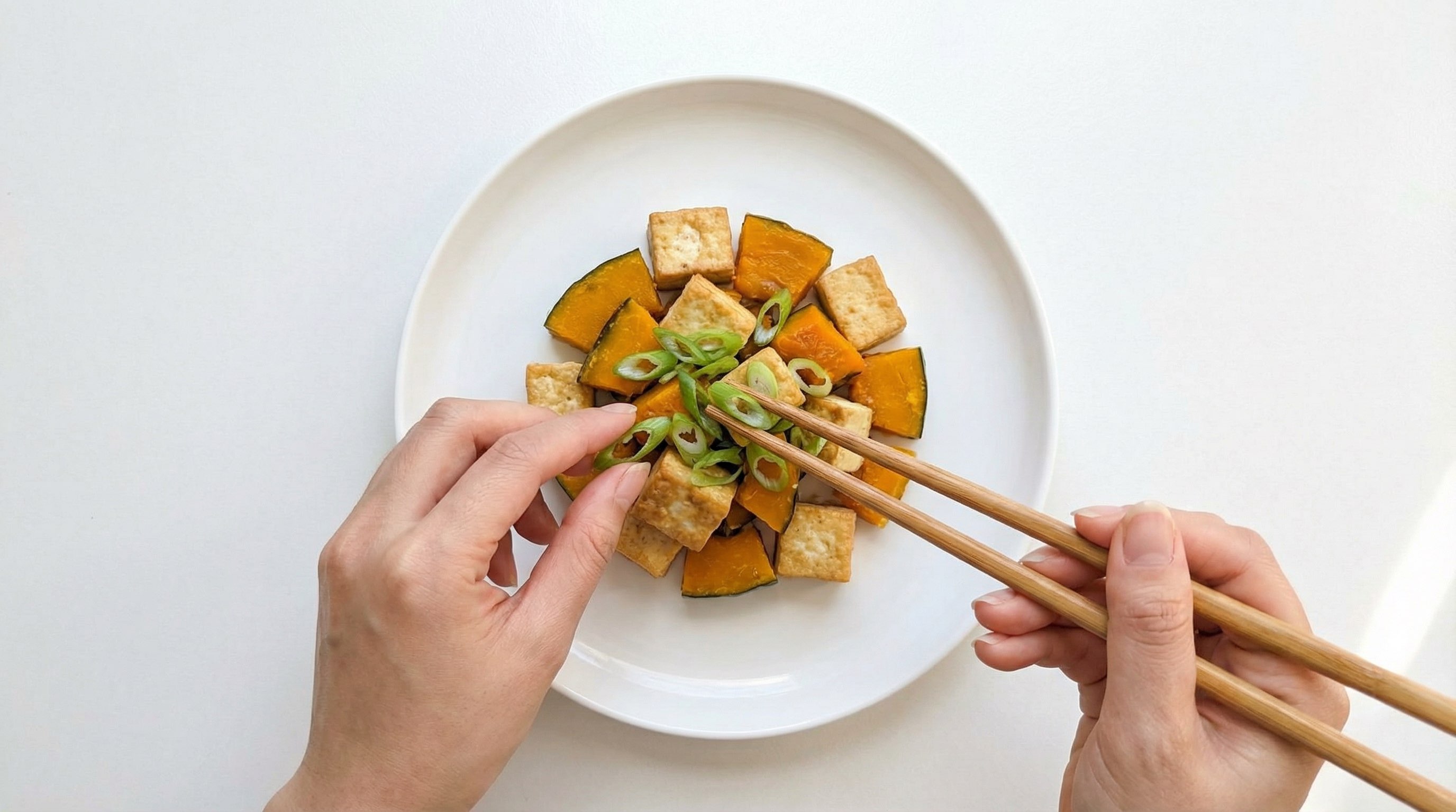 豆腐とかぼちゃの鶏ガラスープ炒め（完成イメージ）