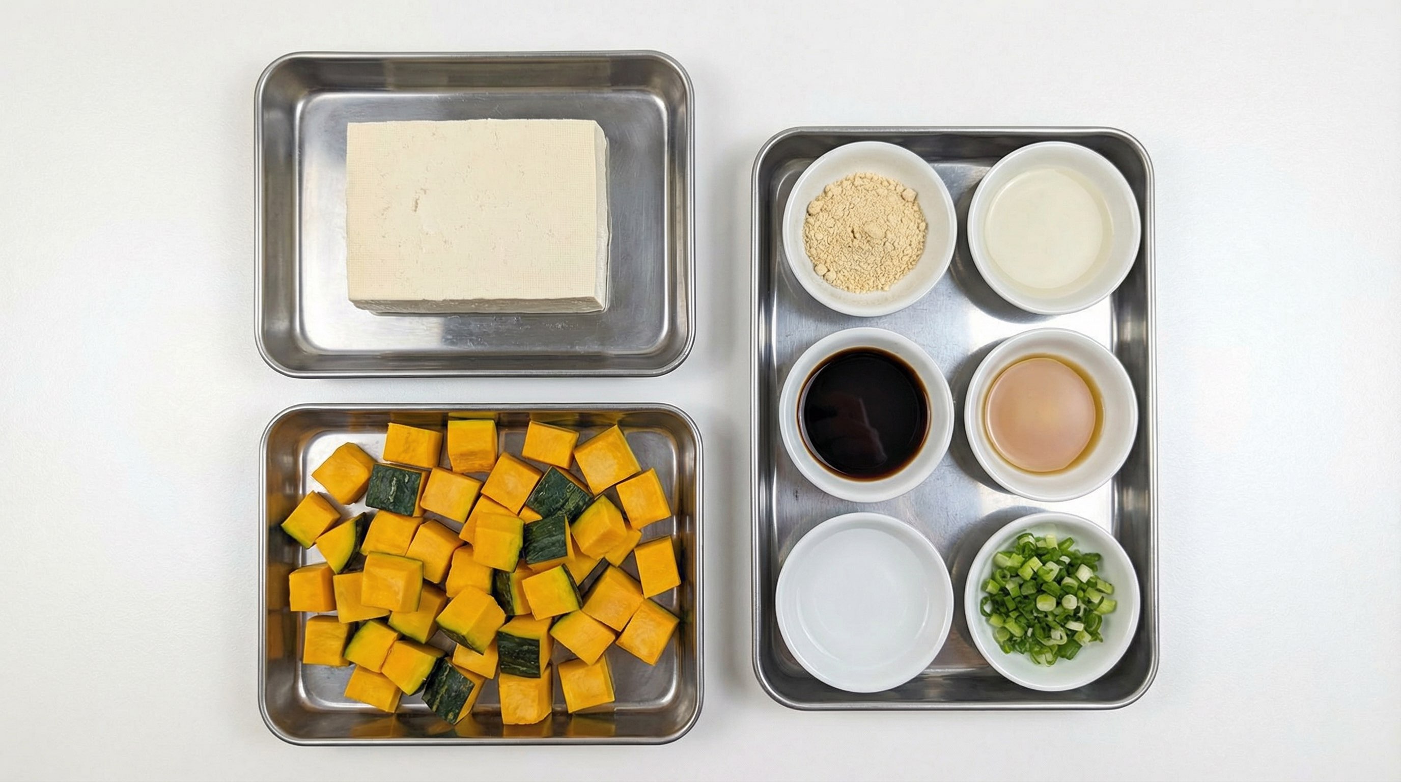 豆腐とかぼちゃの鶏ガラスープ炒め（材料）