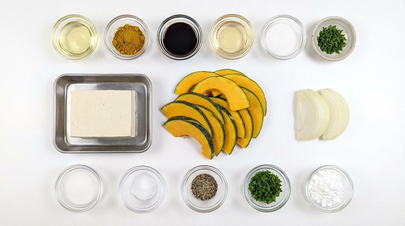 節約豆腐とかぼちゃのカレー焼き（材料）