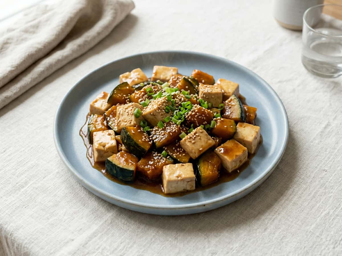 豆腐とかぼちゃのオイスターソースレンジ蒸し