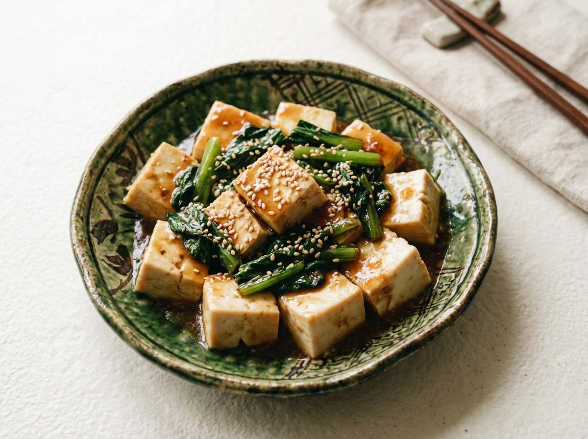 豆腐と小松菜のやわらか焼肉だれ和え