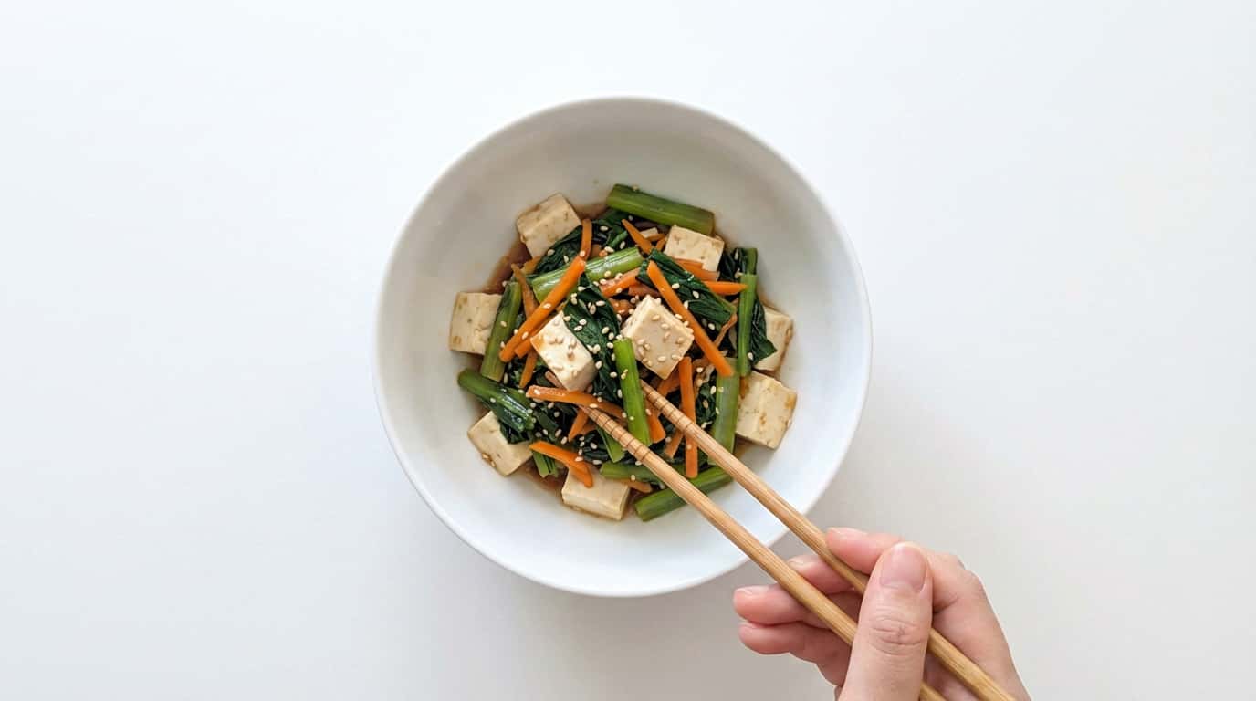 豆腐と小松菜のやわらか焼肉だれ和え（完成イメージ）