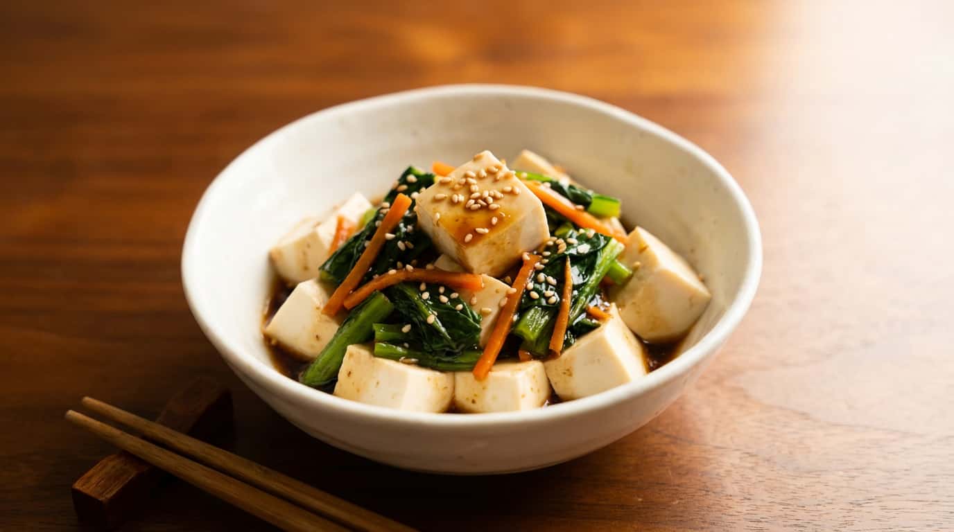 豆腐と小松菜のやわらか焼肉だれ和え（完成イメージ）