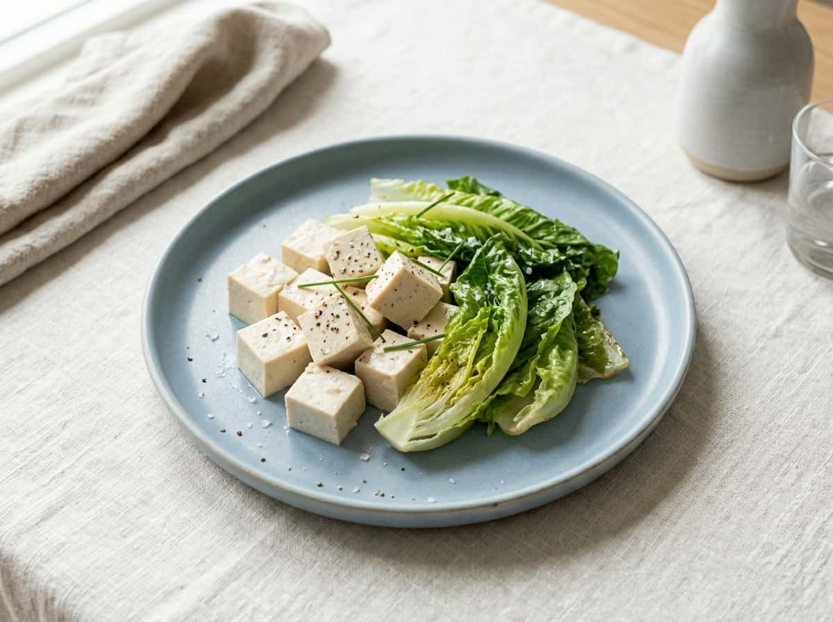 豆腐とレタスの塩こしょう蒸し