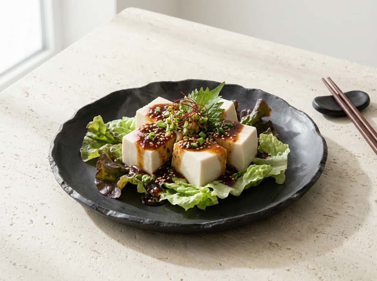 豆腐とレタスの焼肉のタレレンジ蒸し