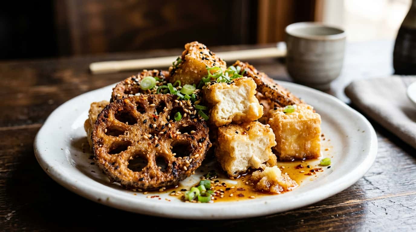 豆腐とれんこんのごま油揚げ（完成イメージ）