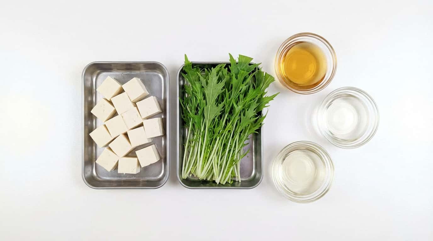 豆腐と水菜の白だし炊き込みご飯（材料）