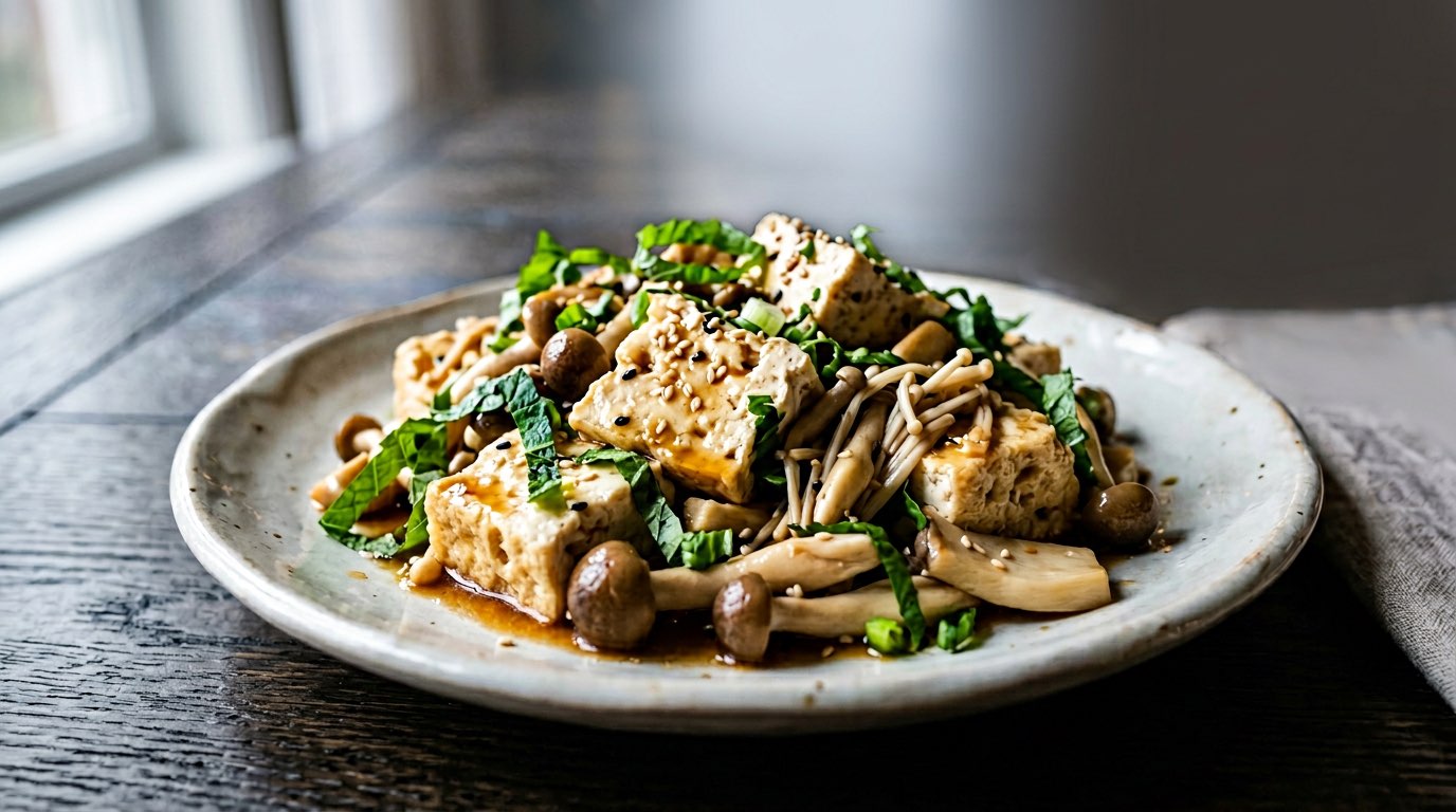 豆腐ときのこの甘酢和え（完成イメージ）