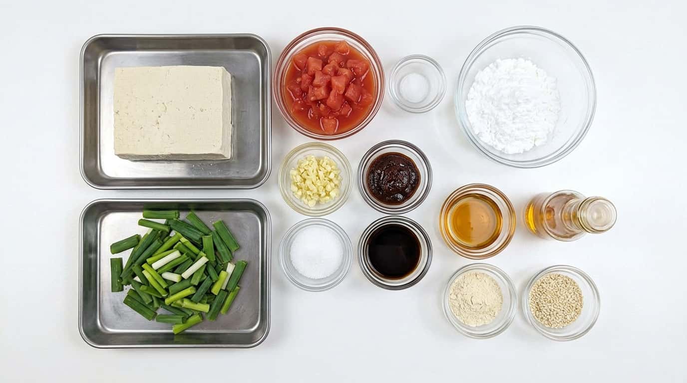 揚げ豆腐と長ねぎのピリ辛トマト煮（材料）