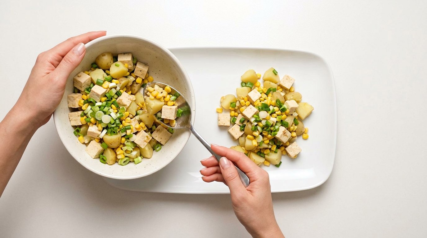 豆腐とじゃがいもの白だしやみつき和え（完成イメージ）