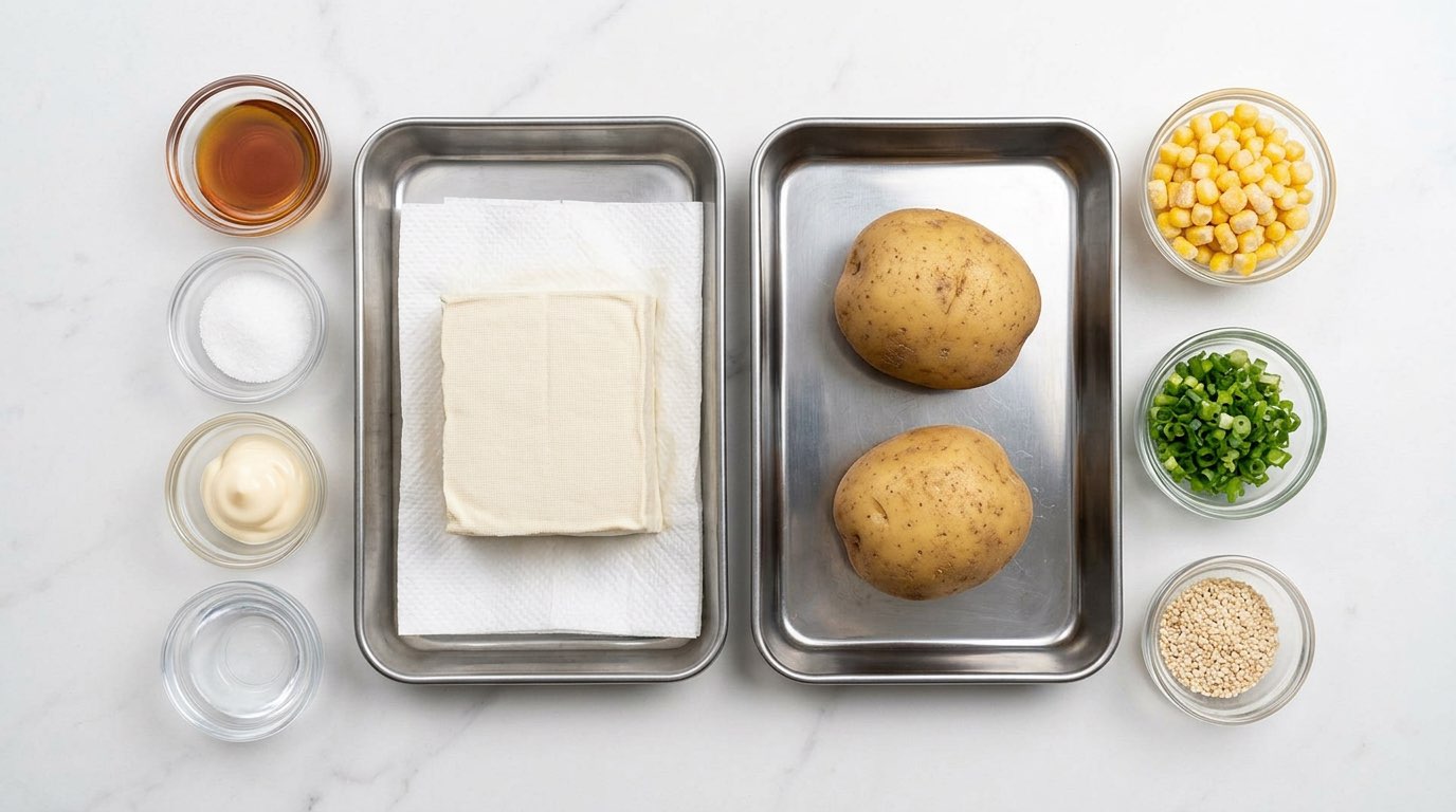 豆腐とじゃがいもの白だしやみつき和え（材料）