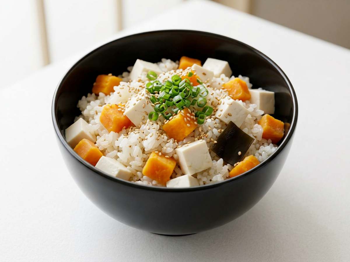豆腐とさつまいものポン酢炊き込みご飯