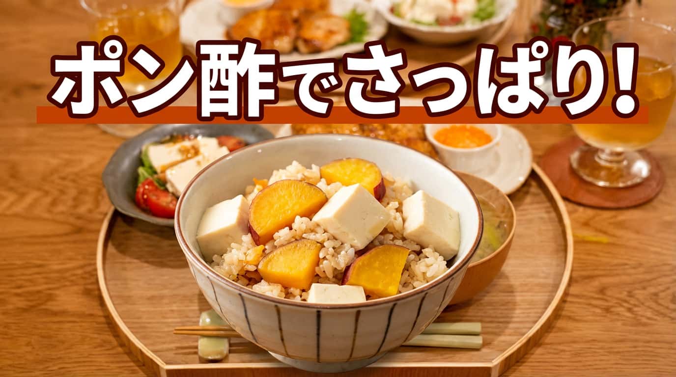 豆腐とさつまいものポン酢炊き込みご飯