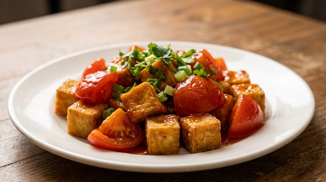 豆腐とトマトのごま油揚げ