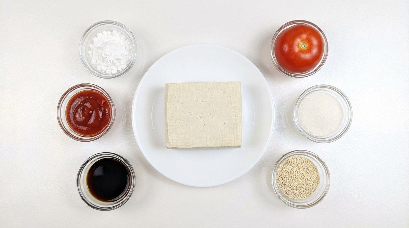 カリカリ豆腐とトマトのごま油から揚げ風（材料）