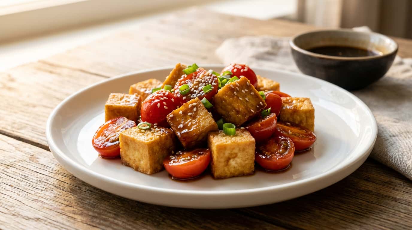 豆腐とトマトの甘酢焼き（完成イメージ）