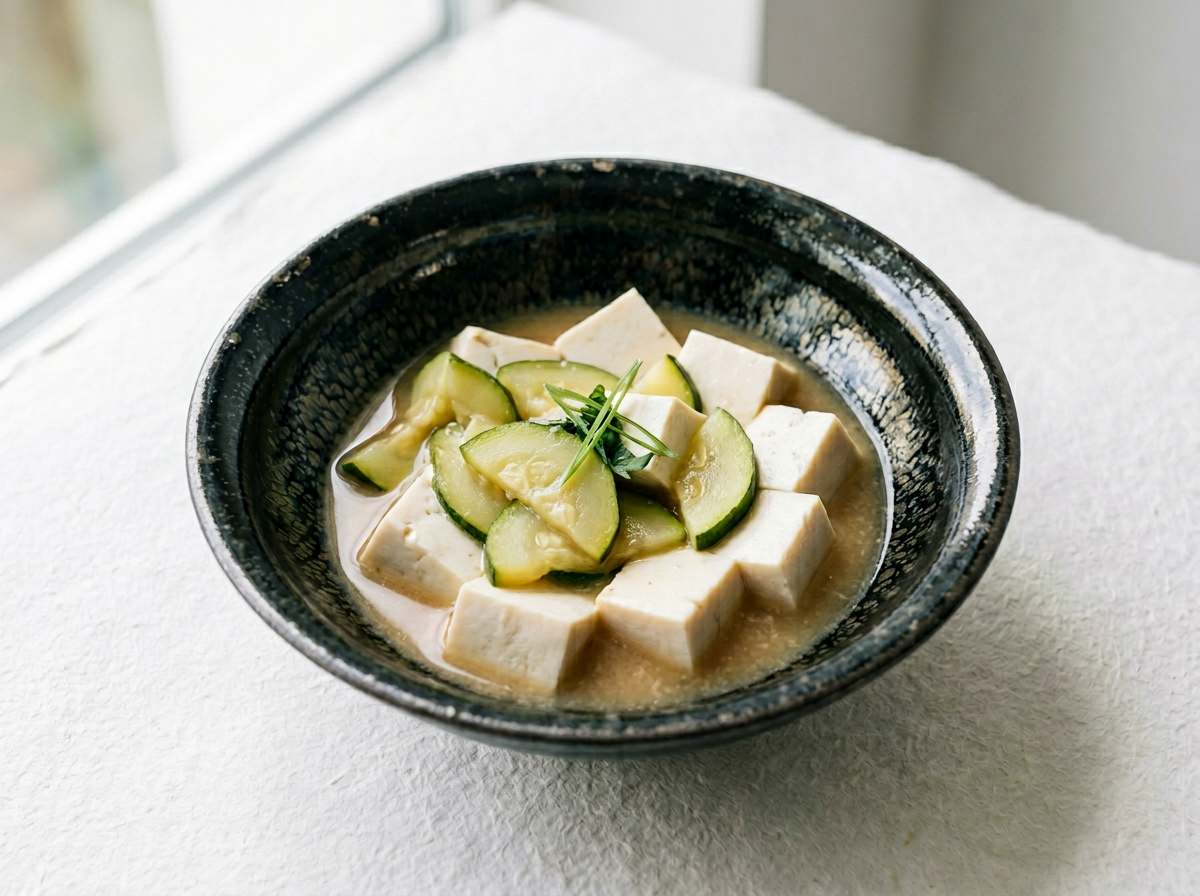 豆腐とズッキーニの味噌煮