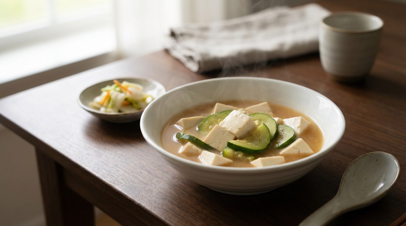 豆腐とズッキーニの味噌煮