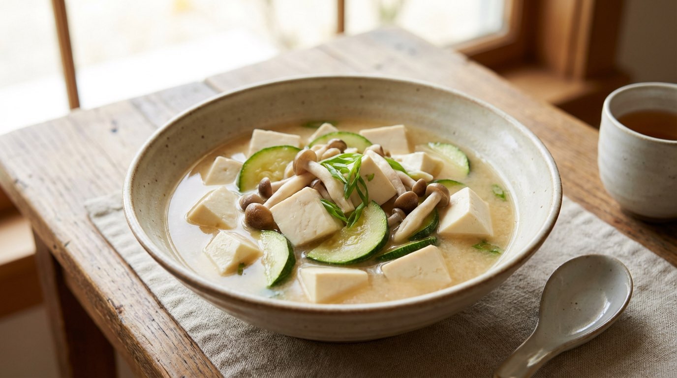 豆腐とズッキーニの味噌煮（完成イメージ）