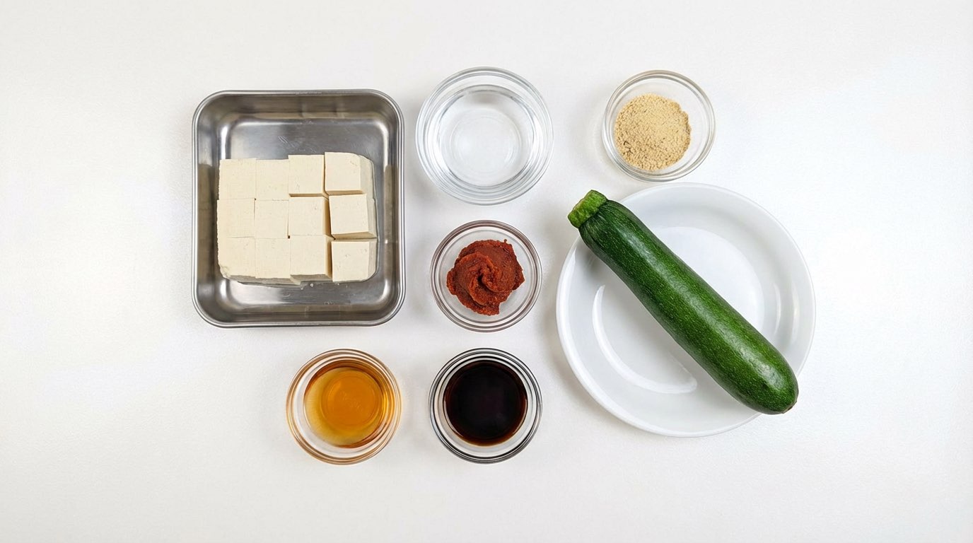 豆腐とズッキーニの味噌煮（材料）