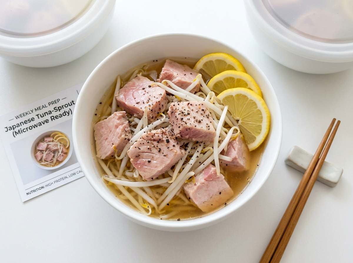 マグロともやしのコンソメレンジ蒸し