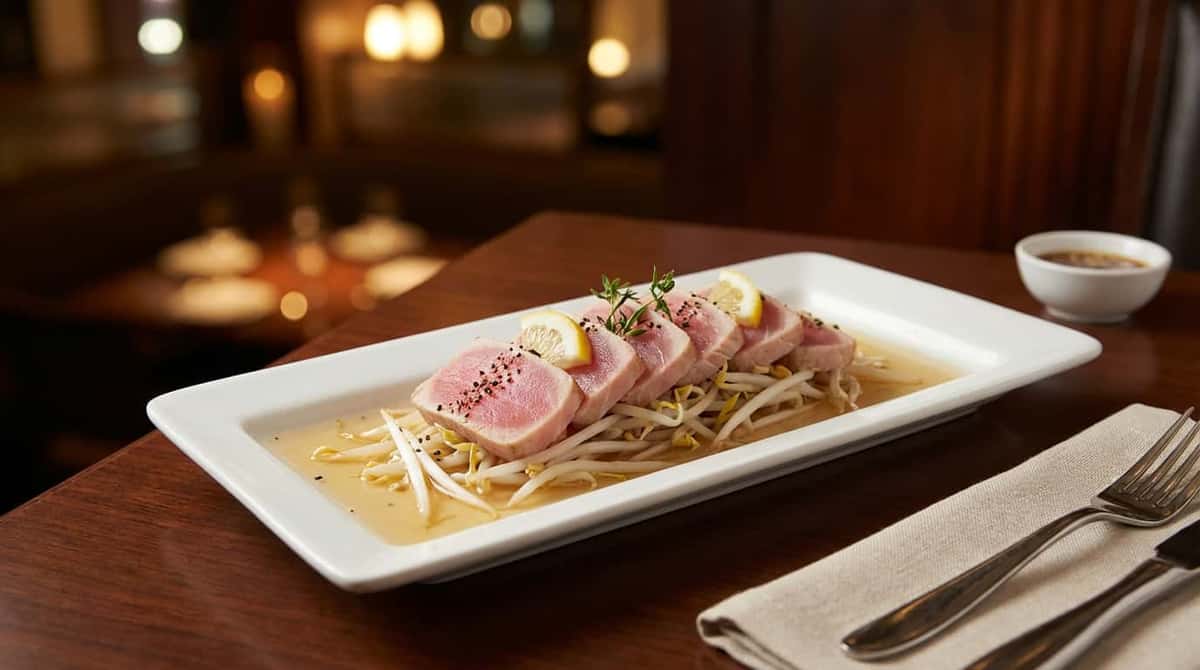 マグロともやしのコンソメレンジ蒸し（完成イメージ）