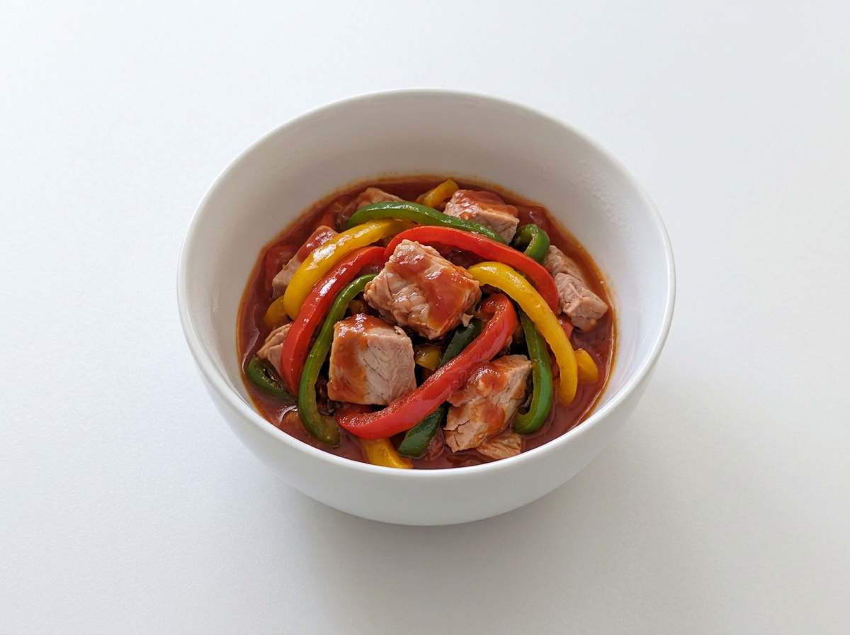 マグロとピーマンのさっぱりケチャップ蒸し