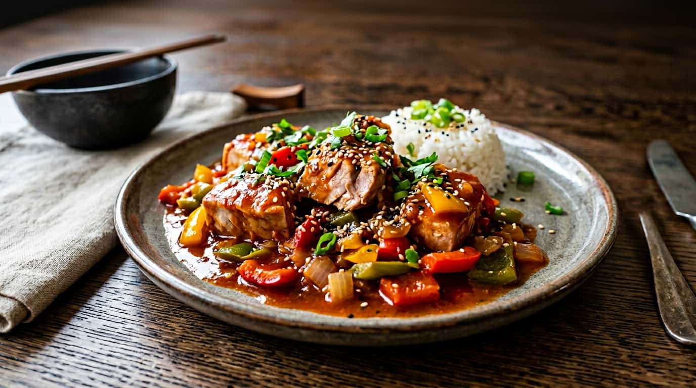 マグロとピーマンのさっぱりケチャップ蒸し（完成イメージ）