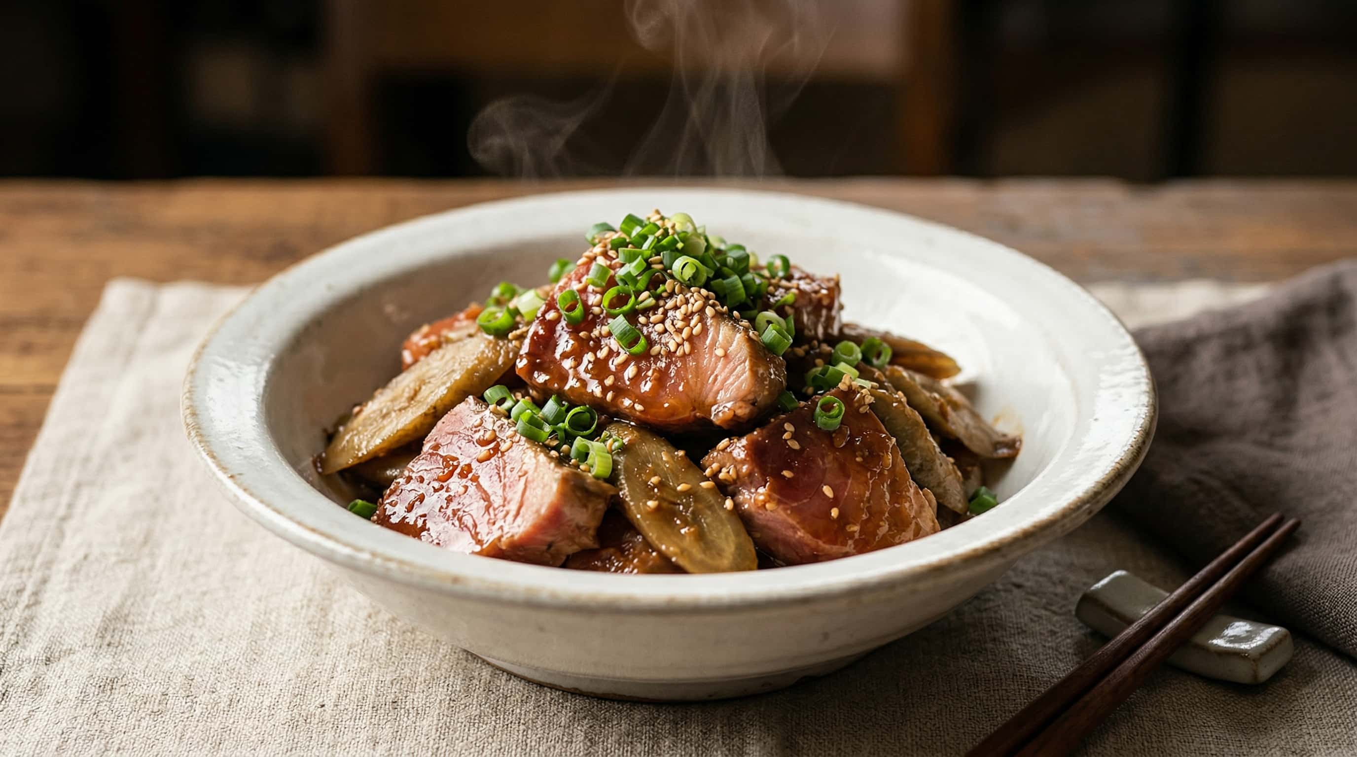 マグロとごぼうの焼肉のタレレンジ蒸し（完成イメージ）