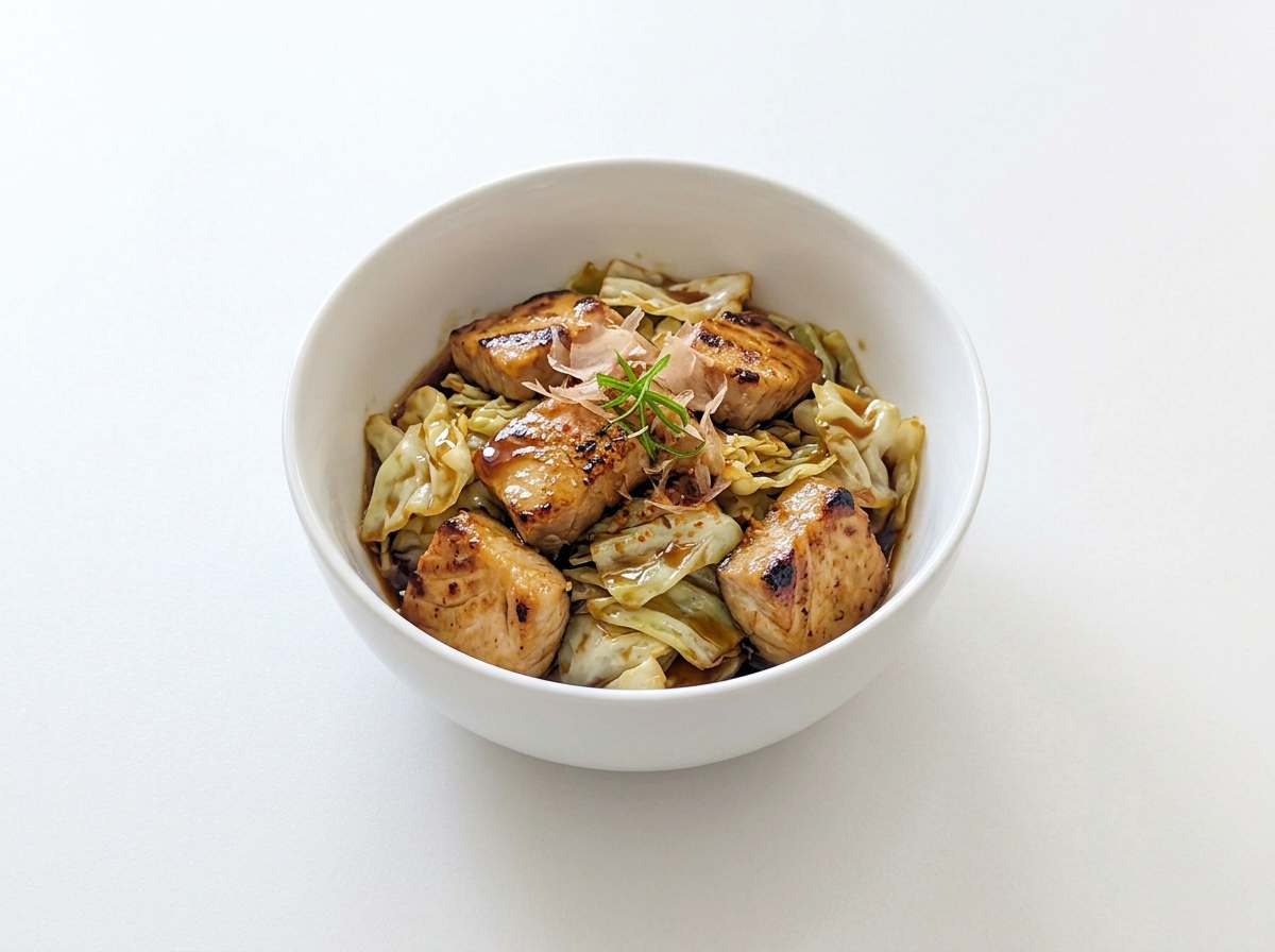 マグロとキャベツのめんつゆステーキ