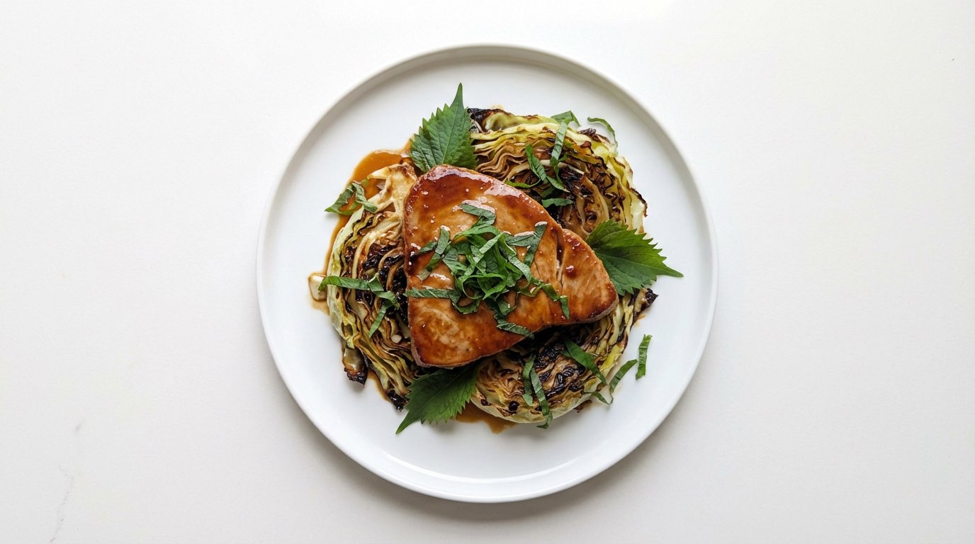 マグロとキャベツのめんつゆステーキ（完成イメージ）