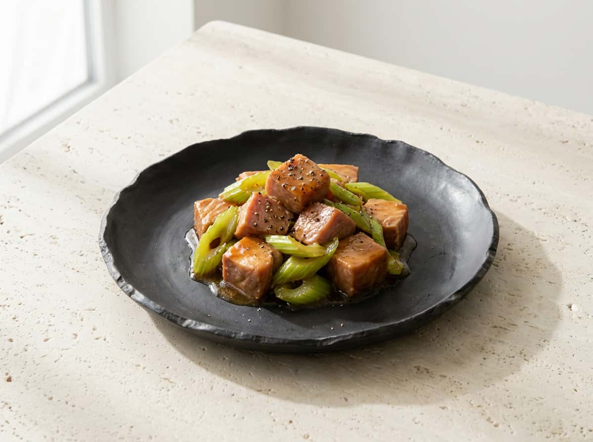 マグロとセロリのバター醤油煮