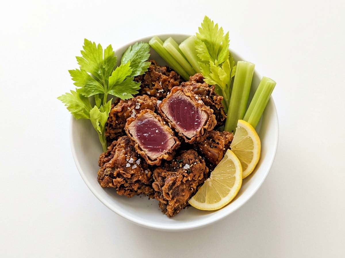 マグロとセロリのコンソメ竜田揚げ