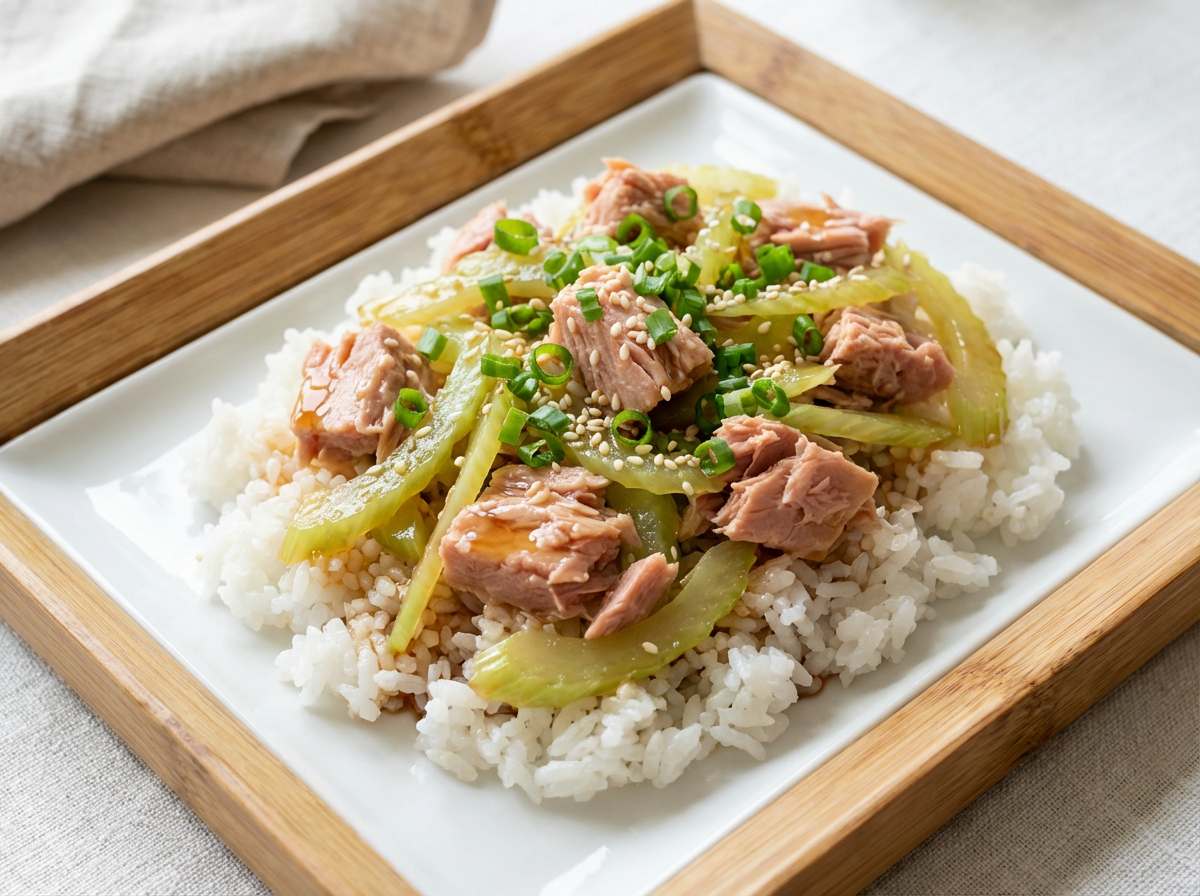 マグロとセロリのさっぱり醤油ダイエット丼