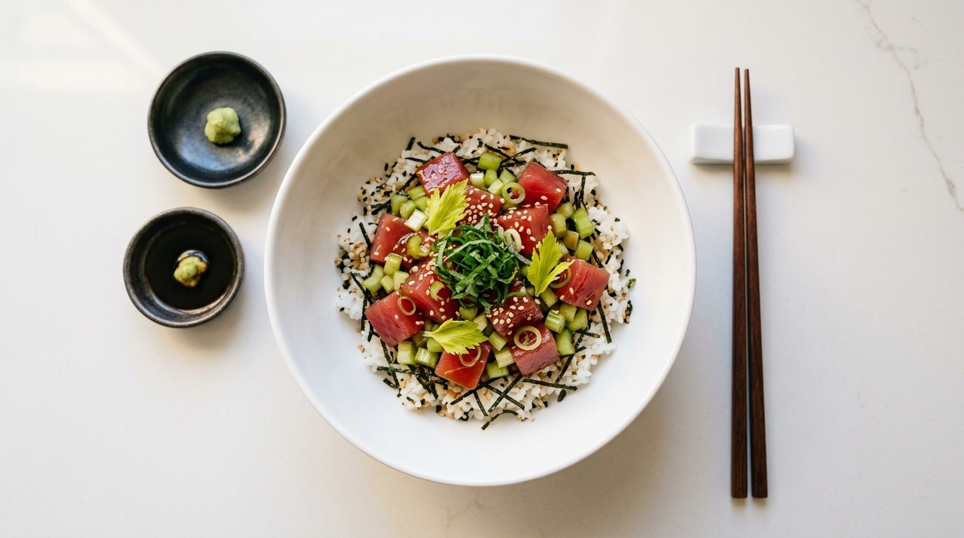 マグロとセロリのさっぱり醤油ダイエット丼（完成イメージ）