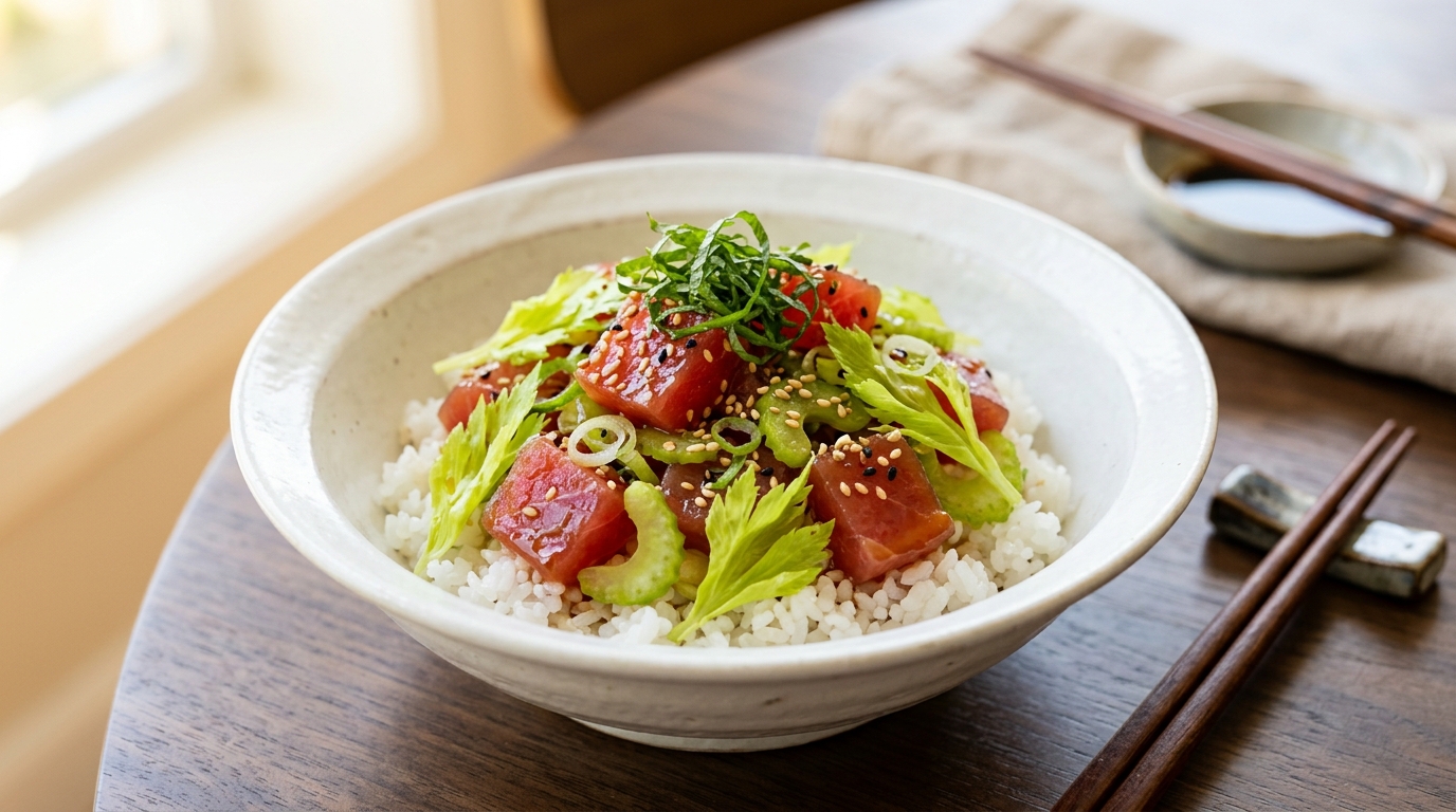 マグロとセロリのさっぱり醤油ダイエット丼（完成イメージ）